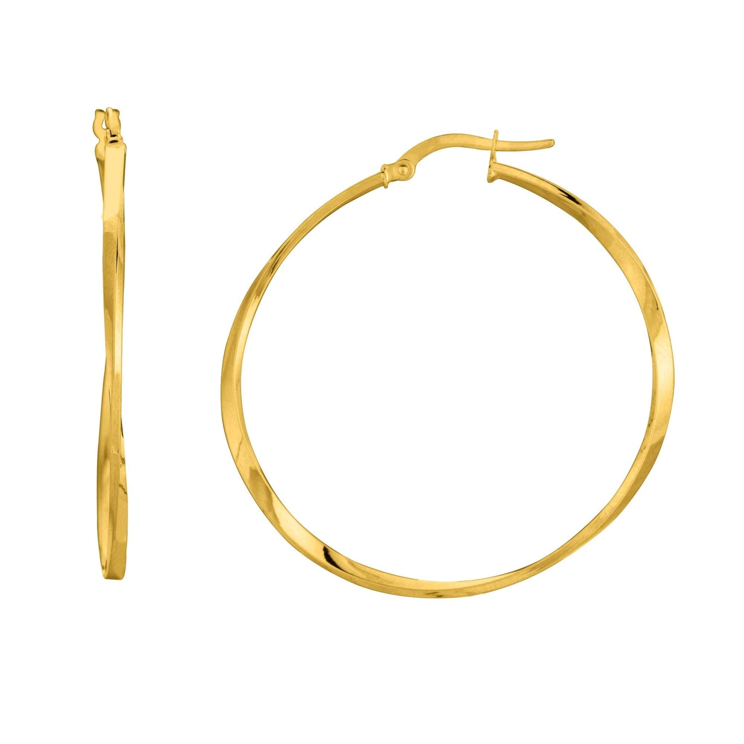 14k Yellow Gold 35mm Twisted Hoop Earrings
