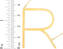 Load image into Gallery viewer, 14k Yellow Gold 1.5&quot; Extra Large Angled Alphabet Letter A - Z Initial Charm Pendant with Chain Necklace

