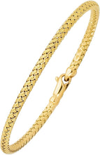 Load image into Gallery viewer, 14k Yellow Gold or White Gold or Rose Gold 3.4mm Slim Weaved Bangle Bracelet, 7.25 Inch

