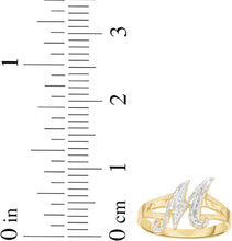 Load image into Gallery viewer, 10k Two-Tone Yellow Gold and White Gold 8.5mm Personalized A-Z Initial Cursive Letter Ring, Sizes 3 - 10
