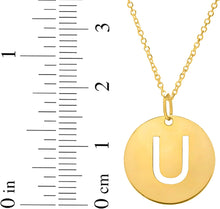 Load image into Gallery viewer, 14k Yellow Gold 0.6&quot; Disc Alphabet Letter A - Z Initial Charm Pendant with Extendable Adjustable Chain Necklace
