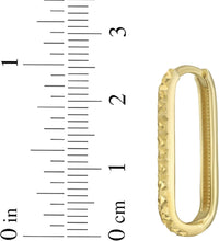 Load image into Gallery viewer, 14k Yellow Gold 14.1mm x 2mm or 20.2mm x 2mm Textured Rounded Rectangular Hoop Earrings
