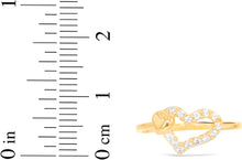 Load image into Gallery viewer, 10k Yellow Gold 8mm CZ Curved Open Double Heart Ring, Sizes 4 - 9.5
