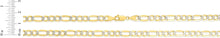Load image into Gallery viewer, 10k Two-Tone Gold 5.5mm Lite Pave Diamond Cut Figaro Chain Link Bracelet or Anklet, 7", 8" or 10 Inch
