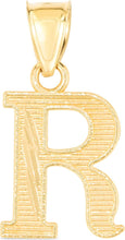 Load image into Gallery viewer, 10k Yellow Gold 0.45&quot; Personalized Lighting Alphabet Letter A - Z Initial Charm Pendant with optional Extendable Chain Necklace
