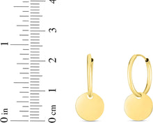 Load image into Gallery viewer, 14k Yellow Gold 120mm Dangle Circle Huggie Earrings
