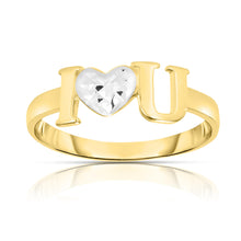 Load image into Gallery viewer, 10k Yellow Gold Two-Tone I Love You Heart Women&#39;s Ring
