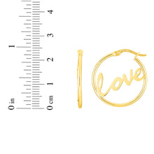 Load image into Gallery viewer, 14k Yellow Gold 24.2mm Polished Love Hoop Earrings
