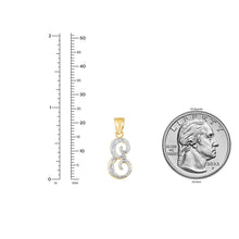 Load image into Gallery viewer, 10k Yellow Gold and White Gold Two-Tone 21.5mm Cursive Personalized Alphabet A-Z Initial Pendant with Optional 1.1mm Solid Cable Chain, 18 Inch
