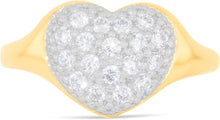 Load image into Gallery viewer, 10k Yellow Gold 10mm Two-Tone High Polish Heart CZ Ring, Sizes 4 - 11
