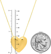 Load image into Gallery viewer, 14k Yellow Gold Puffed Heart Charm Pendant Cable Chain Necklace, 18 Inch
