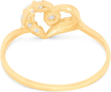 Load image into Gallery viewer, 10k Yellow Gold 7mm CZ Intricate Curved Open Heart Ring, Sizes 4 - 10

