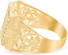 Load image into Gallery viewer, 10k Yellow Gold 15mm Square CZ Filigree Openwork Ring, Sizes 5 - 13
