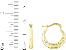 Load image into Gallery viewer, 10k Yellow Gold 18.6mm Greek Key Design Hoop Earrings

