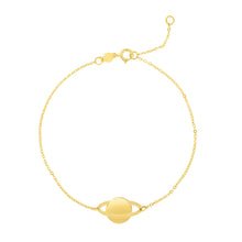 Load image into Gallery viewer, 14k Yellow Gold 8.5mm Saturn Planet Charm Bracelet, Adjustable 6.25" - 7 Inch
