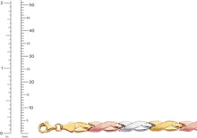 Load image into Gallery viewer, 14k Tri-Color Gold 4.7mm X Criss Cross Stampato Link Bracelet, 7.25 Inch

