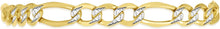 Load image into Gallery viewer, 10k Two-Tone Gold 6.5mm Lite Pave Diamond Cut Figaro Chain Link Bracelet or Anklet, 8", 9" or 10 Inch
