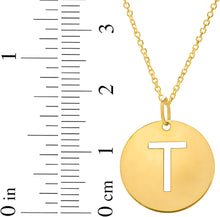 Load image into Gallery viewer, 14k Yellow Gold 0.6&quot; Disc Alphabet Letter A - Z Initial Charm Pendant with Extendable Adjustable Chain Necklace
