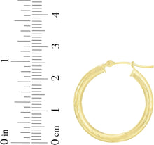 Load image into Gallery viewer, 14k Yellow Gold 3mm Diamond Cut Tube Hoop Earrings
