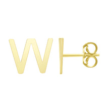 Load image into Gallery viewer, 14k Yellow Gold 6.5mm High Polish Initial-W Stud Earrings
