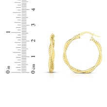 Load image into Gallery viewer, 14k Yellow Gold 25mm Twist and Polished Hoop Earrings
