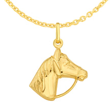 Load image into Gallery viewer, 14k Yellow Gold 18.5mm Polished Horse Head with Optional Chain Pendant Charm
