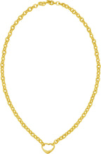 Load image into Gallery viewer, 14k Yellow Gold Heart Push Lock  for Charm and Pendant 5.8mm Alternating Twist and Flat Rolo Link Chain Necklace, 18 Inch
