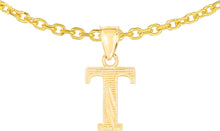 Load image into Gallery viewer, 10k Yellow Gold 0.45&quot; Personalized Lighting Alphabet Letter A - Z Initial Charm Pendant with optional Extendable Chain Necklace
