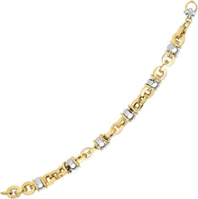 Load image into Gallery viewer, 14k Two-Tone Gold 9.7mm Rings Station Hardware Link Bracelet, 7.5 Inch
