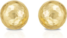 Load image into Gallery viewer, 14k Yellow Gold 13.2mm Flat Back Faceted Ball Stud Earrings
