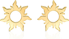Load image into Gallery viewer, 14k Yellow Gold 12mm Flaring Sun Stud Earrings
