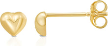 Load image into Gallery viewer, 14k Yellow Gold 3.9mm Flat Back Mini Puffed Heart Stud Earrings
