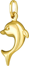 Load image into Gallery viewer, Italian 14k Yellow Gold 14mm Dolphin Charm Pendant with Optional Necklace,  16-17-18 Inch
