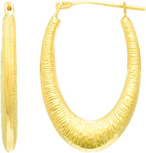 Load image into Gallery viewer, 14k Yellow Gold 11mm Textured Back to Back Hoop Earrings
