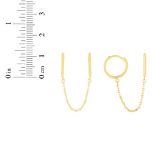 Load image into Gallery viewer, 14k Yellow Gold 11.9mm Duo Huggie Chain Earrings
