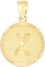 Load image into Gallery viewer, 10k Yellow Gold 0.63&quot; Personalized Medallion Alphabet Letter A - Z Initial Charm Pendant with optional Extendable Chain Necklace
