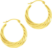 Load image into Gallery viewer, 14k Yellow Gold 20mm Milgrain Twist Back to Back Hoop Earrings
