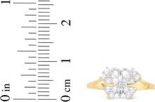 Load image into Gallery viewer, 10k Yellow Gold 8mm Pave CZ White Gold Butterfly Double Shank Ring, Sizes 4 - 10
