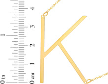 Load image into Gallery viewer, 14k Yellow Gold 1.5&quot; Extra Large Angled Alphabet Letter A - Z Initial Charm Pendant with Chain Necklace

