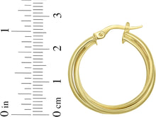 Load image into Gallery viewer, 14k Yellow Gold 29.6mm x 5.6mm or 25.6mm x 4.9mm Interlocking Trinity Hoop Earrings
