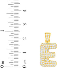 Load image into Gallery viewer, 10k Yellow Gold 0.7&quot; Pave CZ Personalized Bubble Alphabet Letter A - Z Initial Charm Pendant with optional Chain Necklace
