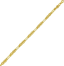 Load image into Gallery viewer, 14k Yellow Gold 4mm Paperclip &amp; 5.4mm Circle Rings Figaro Link Bracelet, 7.25 Inch
