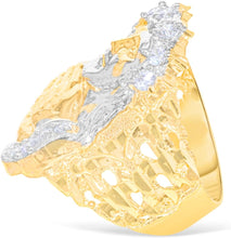 Load image into Gallery viewer, 10k Yellow Gold 29.6mm Jesus Face Two-Tone CZ Praying Hands Men&#39;s Ring, Sizes 5-13
