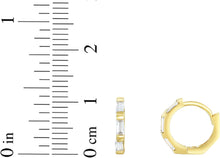 Load image into Gallery viewer, 14k Yellow Gold 11mm CZ Baguette Hoop Huggie Earrings
