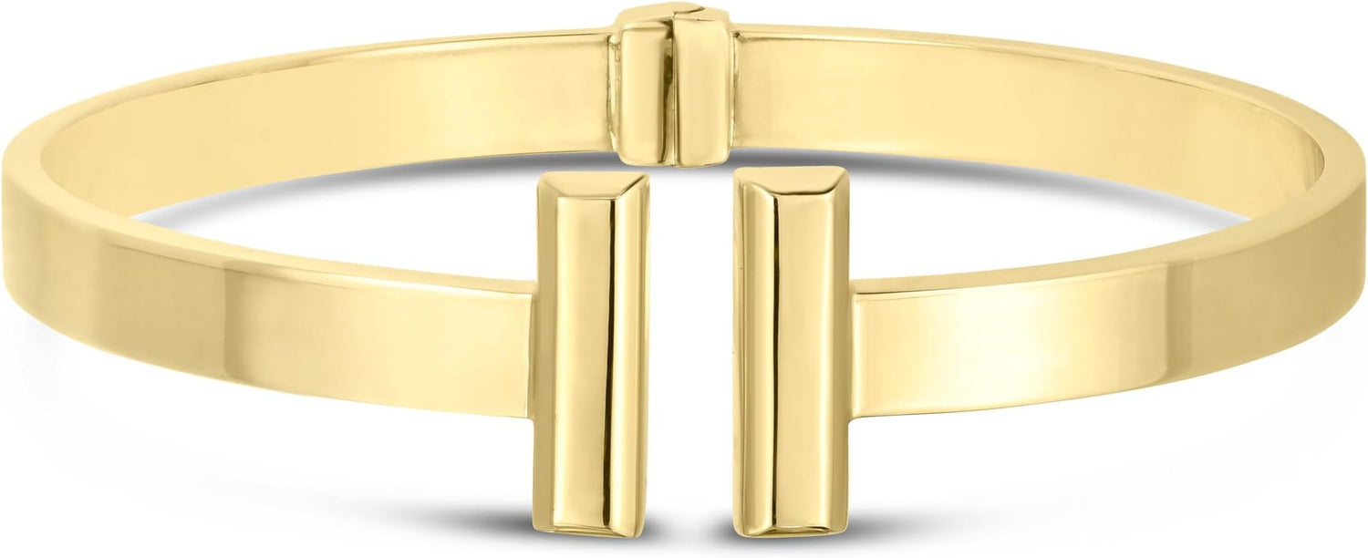 14k Yellow Gold 6mm Solid Shiny High Polish Bar Cuff Bangle Bracelet 7 Inch
