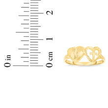 Load image into Gallery viewer, 10k Yellow Gold 7.5mm Double Hearts Cross Filigree Ring
