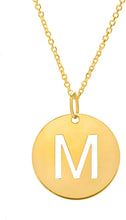 Load image into Gallery viewer, 14k Yellow Gold 0.6&quot; Disc Alphabet Letter A - Z Initial Charm Pendant with Extendable Adjustable Chain Necklace
