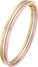 Load image into Gallery viewer, 14k Tri-Color Gold 7.3mm Triple Layered Bangle Bracelet, 7 Inch
