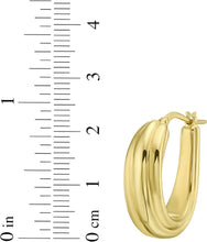 Load image into Gallery viewer, 14k Yellow Gold 22.3mm x 3.8mm-8.2mm Ribbed Hoop Earrings
