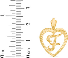 Load image into Gallery viewer, 10k Yellow Gold 24mm Personalized Alphabet Letter A - Z Initial Heart Pendant with optional Extendable Cable Chain Necklace
